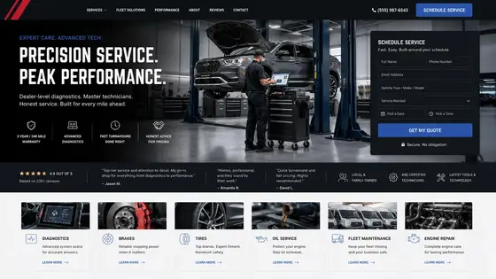 Alternate website direction mockup for an auto repair business