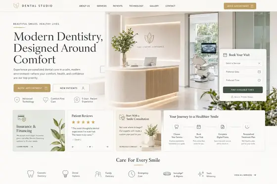 Alternate website direction mockup for a dental practice