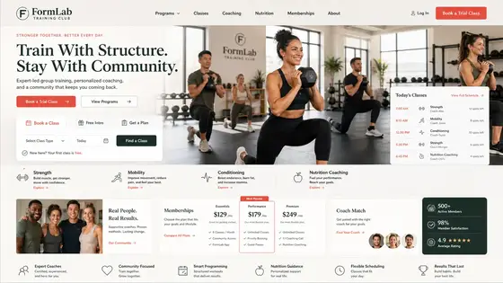 Alternate website direction mockup for a fitness training business
