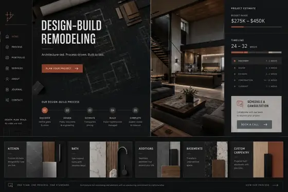Alternate website direction mockup for a home remodeling company