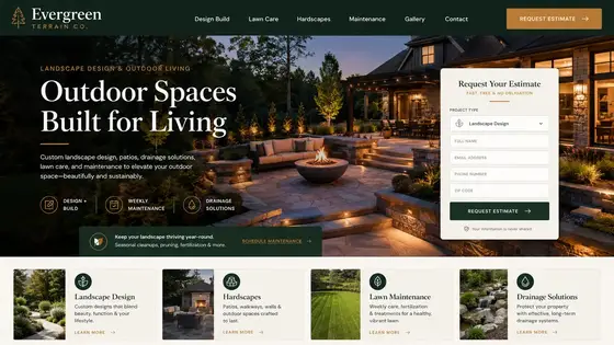 Website direction mockup for a landscaping business