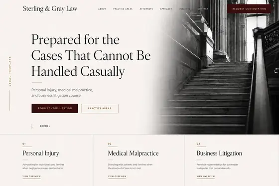 Website direction mockup for a law firm