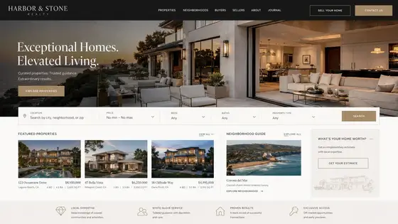 Website direction mockup for a real estate business
