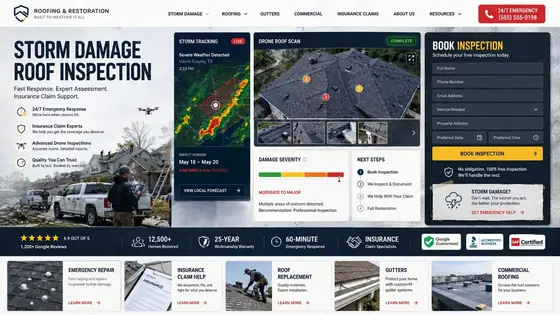Alternate website direction mockup for a roofing company