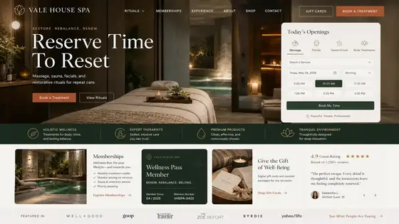Alternate website direction mockup for a spa or wellness business
